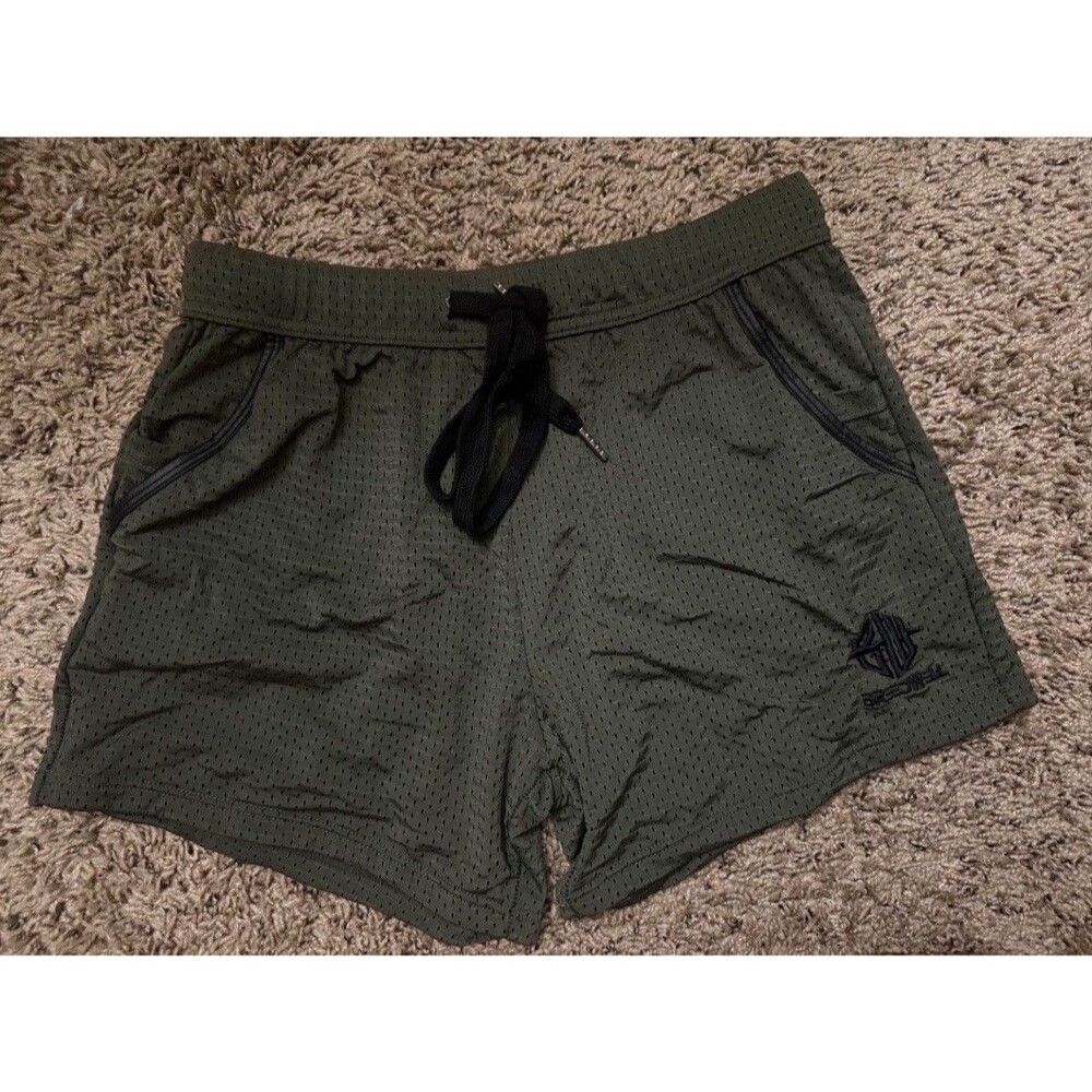 BREEDWELL Men's Athletic Mesh Activewear Shorts Green Size M Breathable Lined